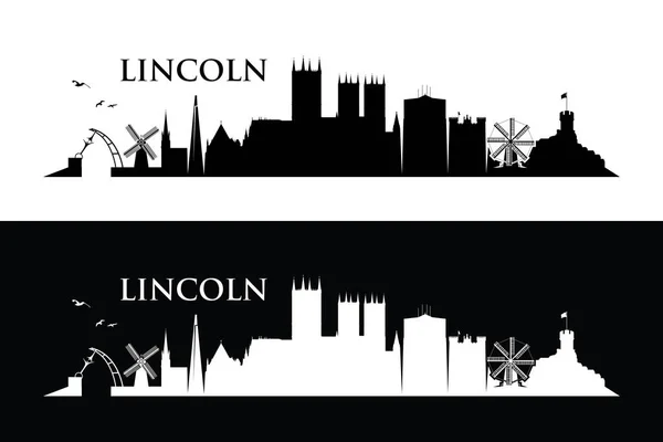 Lincoln Skyline Fekete Fehér Vektoros Illusztráció — Stock Vector