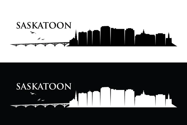 Panoramę Saskatoon Czerni Bieli Ilustracja Wektorowa — Wektor stockowy