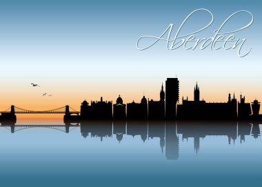 Aberdeen silueti - İskoçya, İngiltere, İngiltere, İngiltere - vektör illüstrasyon 