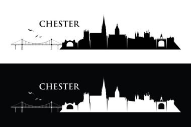 Chester silueti - İngiltere, İngiltere, İngiltere, İngiltere - vektör illüstrasyon 