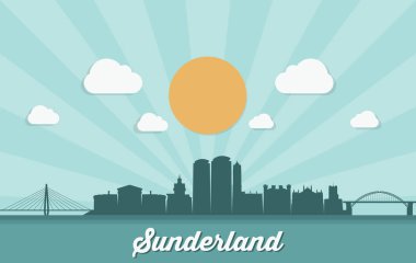 Sunderland silueti - İngiltere, İngiltere, İngiltere, İngiltere - vektör illüstrasyon 