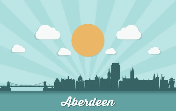 Aberdeen Skyline Escócia Reino Unido Reino Unido Grã Bretanha Ilustração —  Vetores de Stock