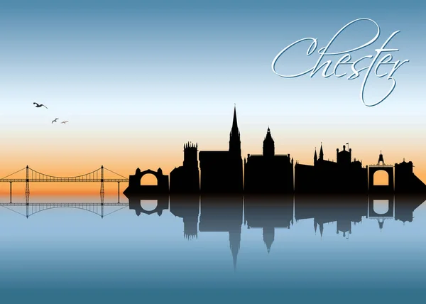 Skyline Chester Inghilterra Regno Unito Regno Unito Gran Bretagna Illustrazione — Vettoriale Stock