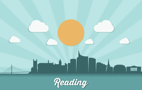 Reading Skyline Inglaterra Reino Unido Reino Unido Gran Bretaña Ilustración — Archivo Imágenes Vectoriales