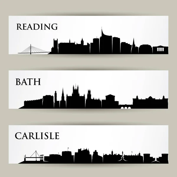 Reino Unido Ciudades Skylines Reading Bath Carlisle Reino Unido Gran — Vector de stock