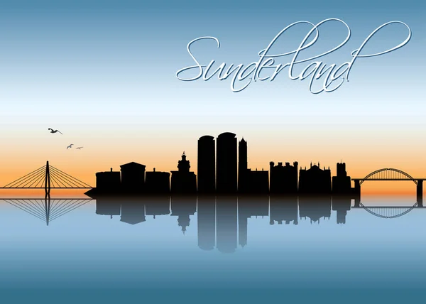 Sunderland Skyline Inghilterra Regno Unito Regno Unito Gran Bretagna Illustrazione — Vettoriale Stock