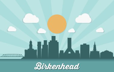 birkenhead şehir siluet afiş, vektör illüstrasyon