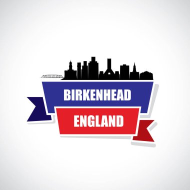 birkenhead şehir siluet afiş, vektör illüstrasyon