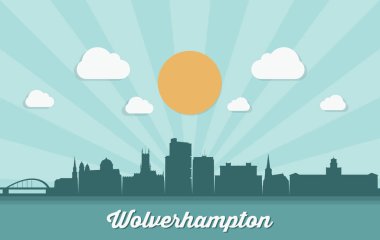 wolverhampton şehir siluet afiş, vektör illüstrasyon