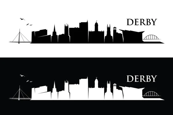 Derby Stad Silhouet Banners Set Vector Illustratie — Stockvector