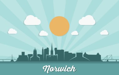 bayrak, illüstrasyon şehir siluet vektör