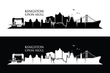 Kingston üzerine Hull şehir siluet afiş, vektör