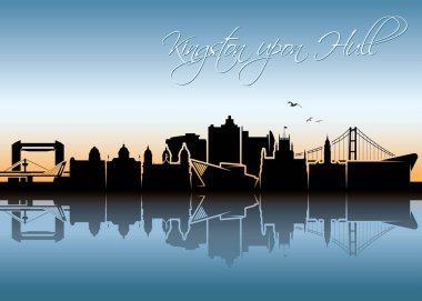 kingston upon hull city silhouette banner, vector illustration clipart
