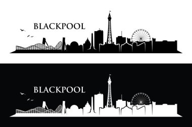 Blackpool illüstrasyon şehir siluet, vektör