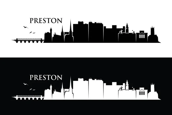 Preston Banner Silueta Ciudad Ilustración Vectorial — Vector de stock