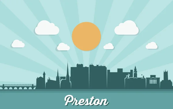 Preston City Silhouette Banner Vektorillustration — Stockvektor