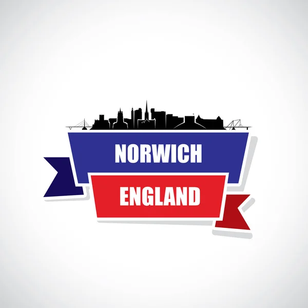 Bandera Silueta Ciudad Norwich Ilustración Vectorial — Archivo Imágenes Vectoriales