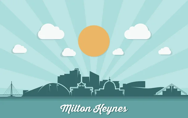 Bannière Silhouette Ville Milton Keynes Illustration Vectorielle — Image vectorielle