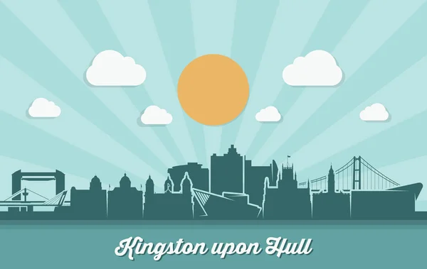 Kingston Hull Cidade Silhueta Banner Ilustração Vetorial —  Vetores de Stock