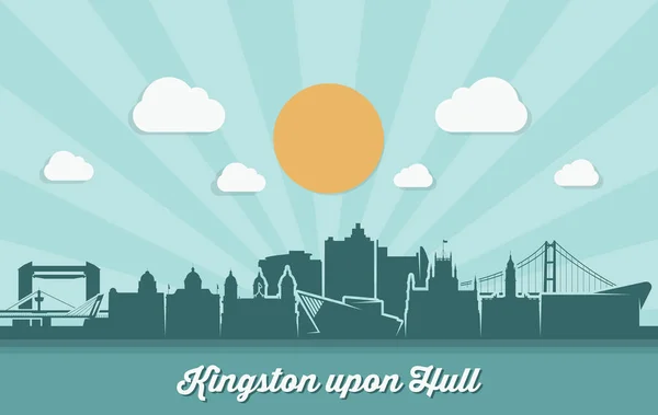 Königston Auf Rumpf Stadt Silhouette Banner Vektorillustration — Stockvektor