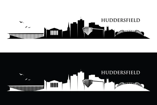 Huddersfield Cidade Silhueta Banner Ilustração Vetorial — Vetor de Stock