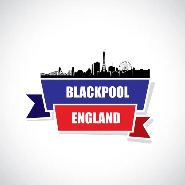 Vlajka Blackpoolu Silueta Města Vektorová Ilustrace — Stockový vektor
