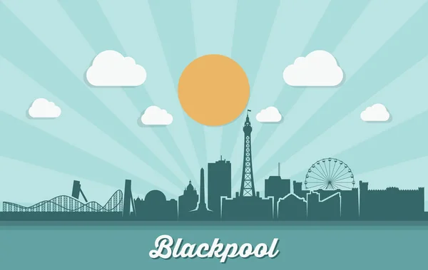 Blackpool Cidade Silhueta Banner Ilustração Vetorial —  Vetores de Stock