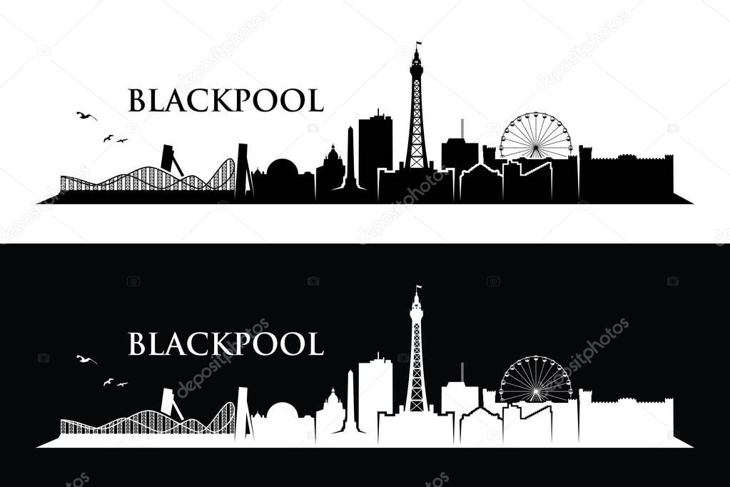 blackpool city silhouette banner, vector illustration