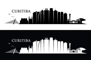 Brazil, Curitiba city silhouette banner, simple illustration clipart