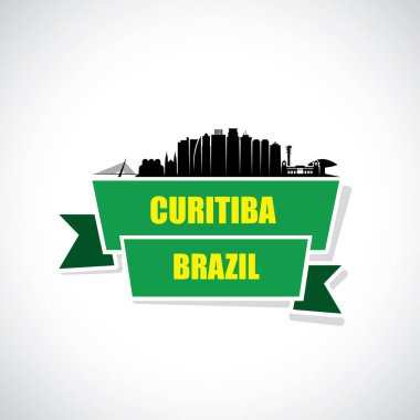 Brezilya, Curitiba şehir siluet afiş, basit illüstrasyon
