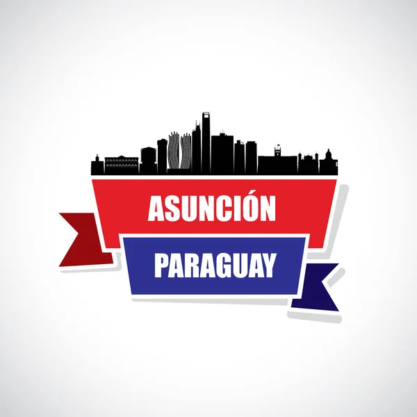 Paragwaj Asuncion Miasto Stylowy Sylwetka Banner — Wektor stockowy