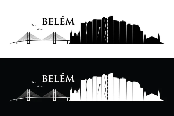 Brasilien Belem City Stylisches Silhouette Banner — Stockvektor