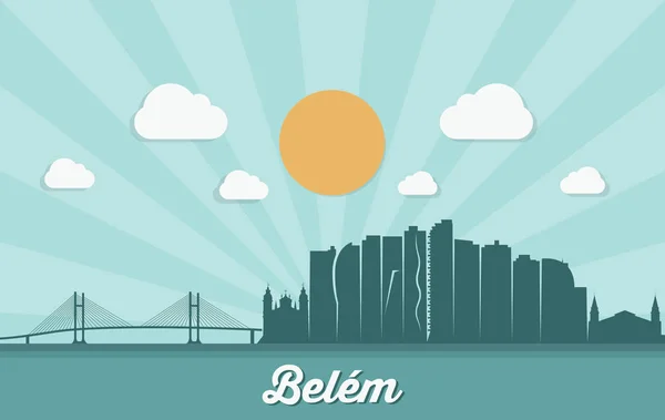 Brasilien Belem City Stylisches Silhouette Banner — Stockvektor