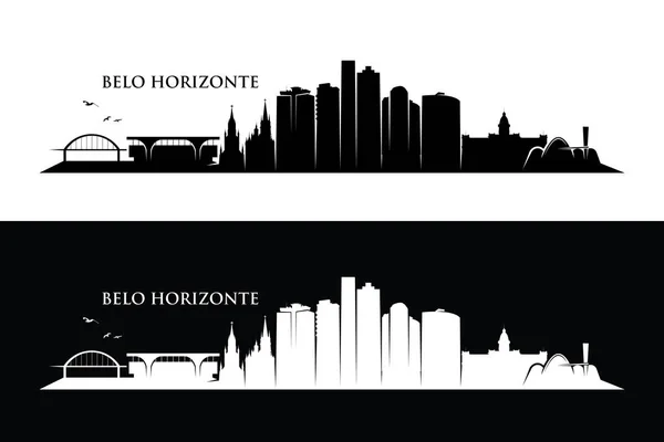 Brasile Belo Horizonte Città Elegante Silhouette Banner — Vettoriale Stock