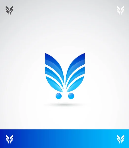 Gradiente Azul Alas Icono Logo — Vector de stock