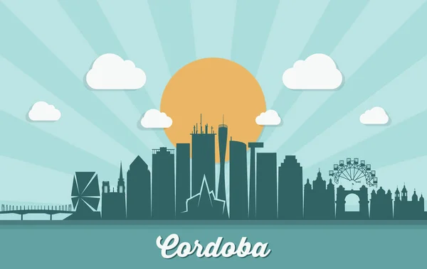 Argentina Cordoba City Silhouette Banner Illustrazione Elegante — Vettoriale Stock