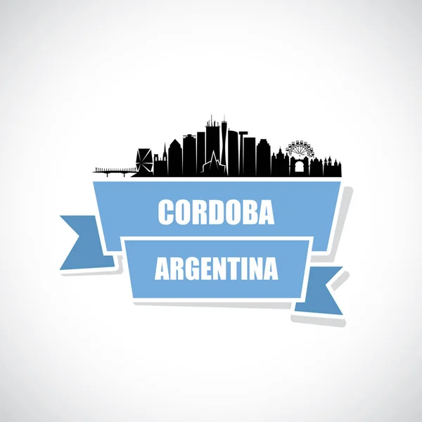 Argentina Bandera Silueta Ciudad Córdoba Ilustración Elegante — Vector de stock
