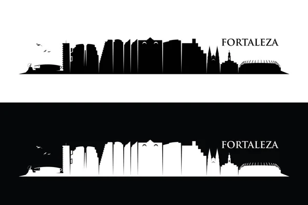 Brazilië Fortaleza Stad Silhouet Banner Eenvoudige Stijl — Stockvector