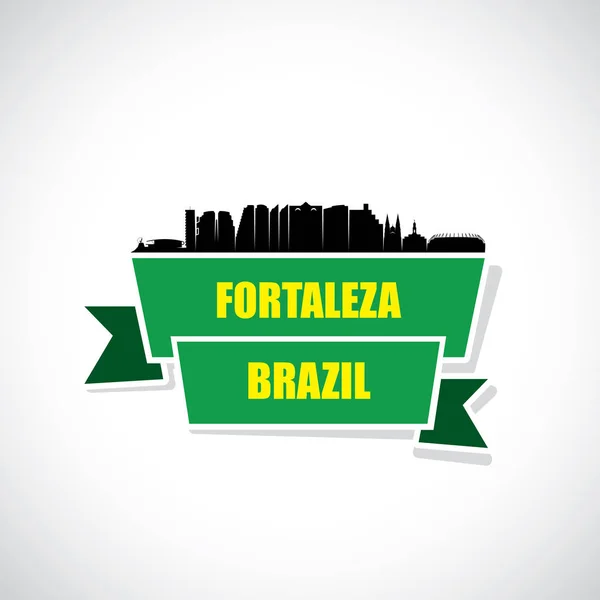 Brazylia Miasto Fortaleza Sylwetka Banner Prostym Stylu — Wektor stockowy