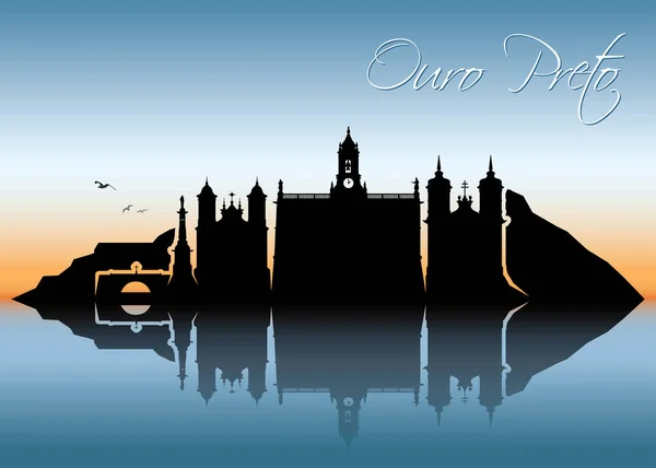 Brasile Ouro Preto City Silhouette Banner — Vettoriale Stock