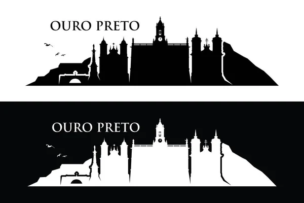 Brazil Ouro Preto City Silhouette Banner — Stock Vector