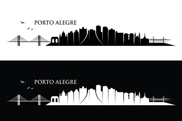 Brazilië Porto Alegre Stad Silhouet Banner — Stockvector