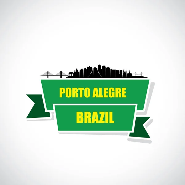 Brasilien Porto Alegre Silhouette Banner — Stockvektor