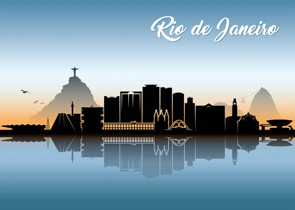 Brésil Bannière Silhouette Ville Rio Janeiro — Image vectorielle