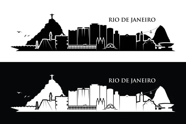 Brazil Rio Janeiro City Silhouette Banner — Stock vektor