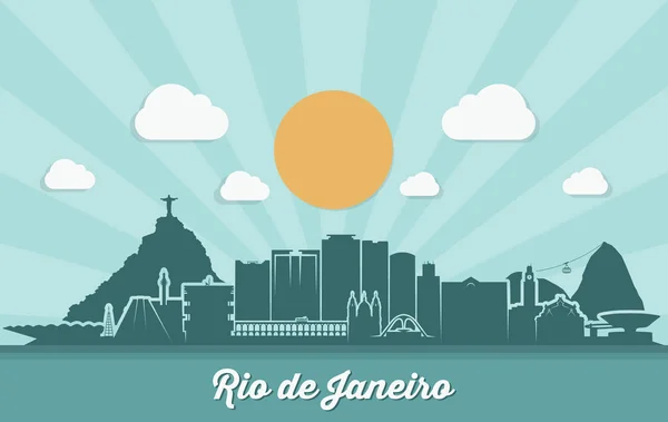 Brésil Bannière Silhouette Ville Rio Janeiro — Image vectorielle