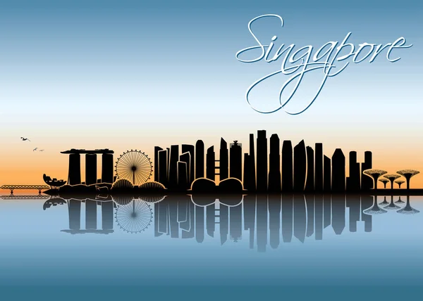 Singapour Malaisie Bannière Silhouette Ville — Image vectorielle