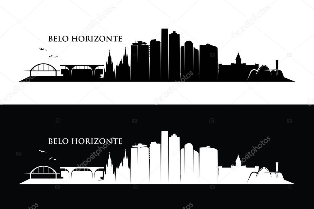 Brazil, Belo Horizonte city stylish silhouette banner