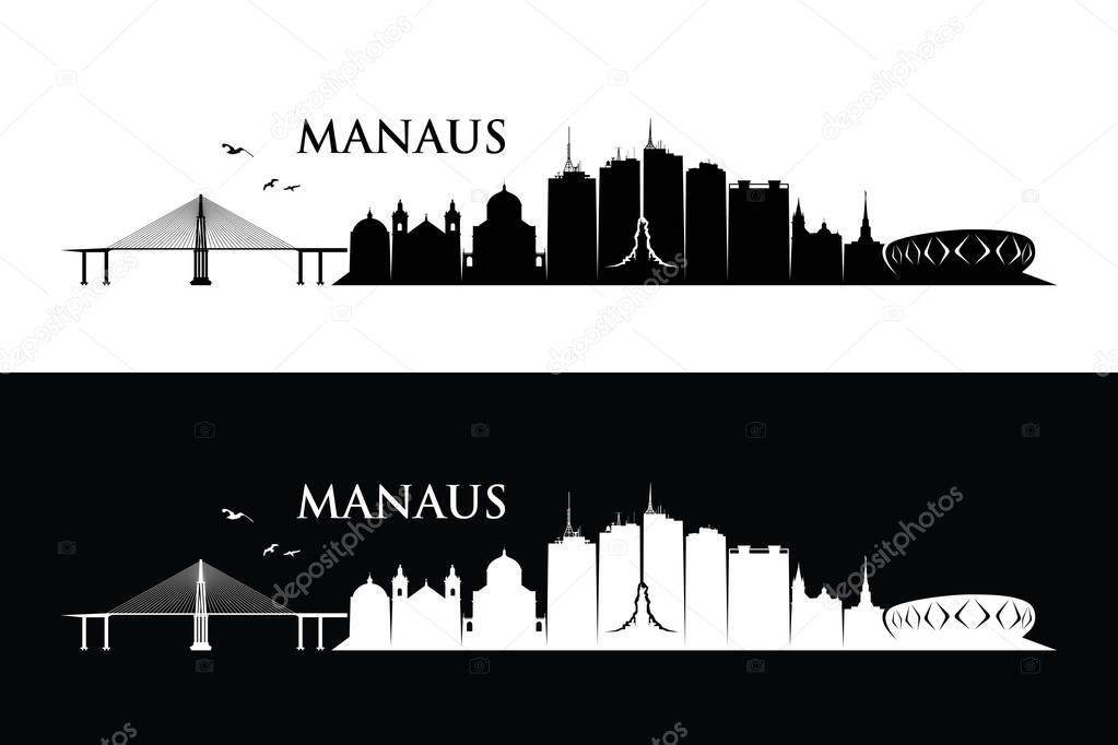 Brazil, Manaus city silhouette banner