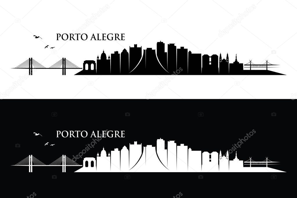 Brazil, Porto Alegre city silhouette banner